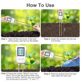 3-in-1 Soil moisture meter digital plant temperature/soil moisture/pH meter/sunlight intensity backlit LCD display soil tester suitable for horti