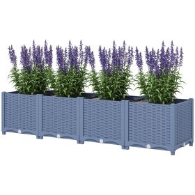 Outsunny Plastic Raised Garden Bed, 5 x 1 x 1 ft Outdoor Flower Box with Drainage Holes for Vegetables, Herbs, Blue