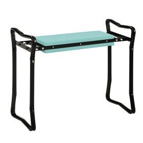 Outsunny Green Garden Kneeler and Seat Bench - Padded, Foldable Stool with Gardening Knee Pads for Comfortable Planting