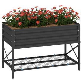 Outsunny 40" x 20" x 10" Galvanized Steel Raised Garden Bed, Steel Raised Garden with Bed Liner, 440lbs, Gray