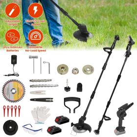 Cordless 3-in-1 Pole Saw/Mini Chainsaw/Grass Trimmer - 21V 1500mAh x2 Batteries, 4/6in Cutting Chain, 13in-75.2in Adjustable Length