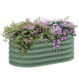 Outsunny 3.5' x 2' x 1.4' Galvanized Raised Garden Bed Kit, Outdoor Metal Elevated Planter Box with Safety Edging