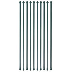 Garden Posts 10 pcs 39.4" Metal Green