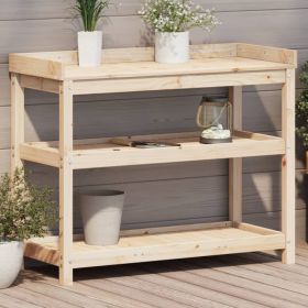Potting Table with Shelves 42.5"x17.7"x34.1" Solid Wood Pine