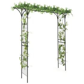81 Inch Garden Arbor Metal Archway For Climbing Plants (Color: Black)