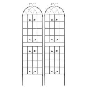 Metal Garden Trellis, 2 Pack Metal Trellis For Climbing Plants, Indoor Outdoor Plant Trellis For Potted Plants, House Plants, Climbing Vines, Flo (Color: Black)