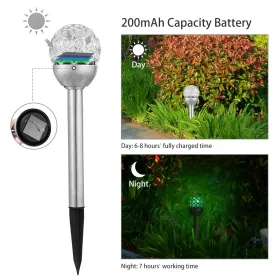 3 Pcs Outdoor Solar Lights IP44 Waterproof Ball RGB Light Garden Decor Lamp Landscape Christmas (Color: Silver)