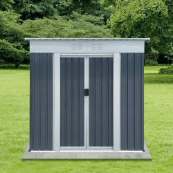 Outdoor Storage Sheds 6FTx4FT Pent Roof Grey (Color: Grey)