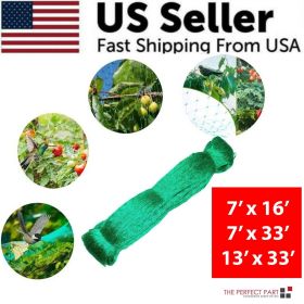 33FT Anti Bird Netting Pond Net Protection Tree Crops Plants Fruits Garden Mesh (Length: 7FT x 16FT, Net Color: Green)
