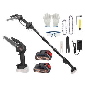 2-in-1 Cordless Pole Saw & Mini Chainsaw Electric Mini Chainsaw Length Adjustable Cordless Chain Saw with 2Pcs 1500mAh Batteries 4in/6in Chains f (type: Saw)