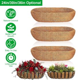 3Pcs 24in/30in/36in Trough Coco Liners For Planters Coconut Coir Planter for Window Box Hanging Trough Basket Half Moon Planter Liner Replacement (Color: Yellow, size: 30in)