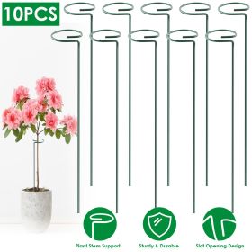 10Pcs Plant Flower Support Stakes Garden Single Stem Support Stake Iron Plant Cage Support Ring (size: 16in)