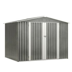8 X 6 FT Outdoor Waterproof Garden Tool Storage Sheds With Metal Foundation With Floor Frame, Tool Shed With Lockable Hinged Doors & Air Vents, S (Option: Gray)