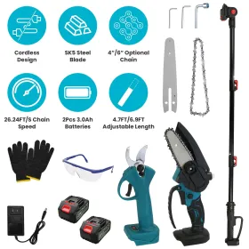 4-in-1 Pole Pruning Shears, Electric Pruning Shears & Pole Saws For Tree Trimming With 7 Adjustable Head Angles,Cordless Pole Shears And Battery (Option: AS PIC)