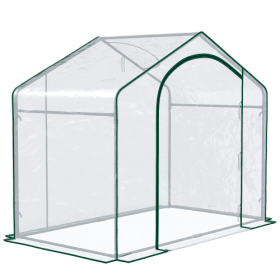 Portable Walk-in Steel Frame Garden Greenhouse (Option: Clear)